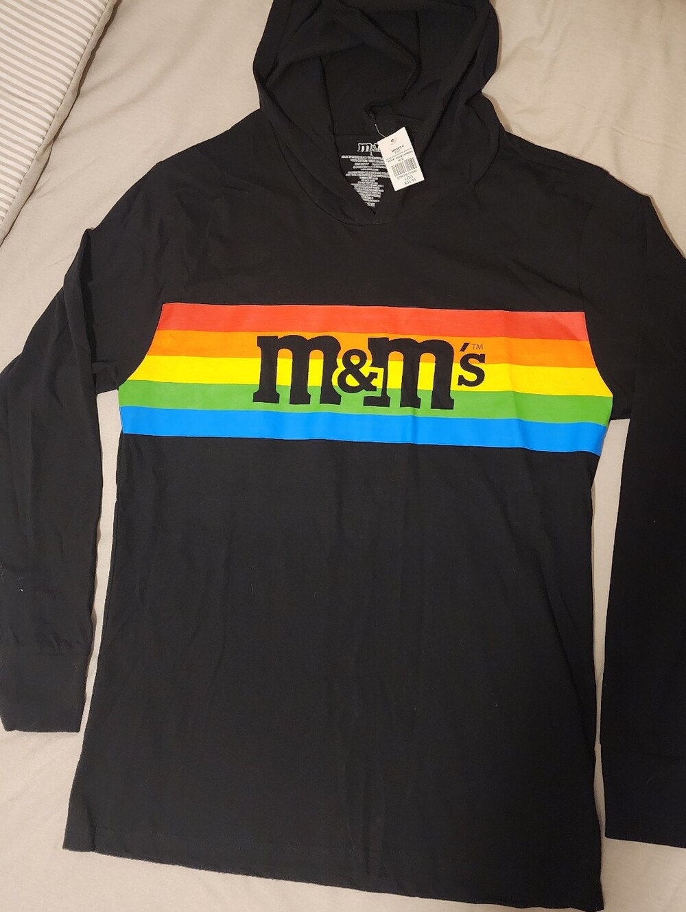 M&M's Black Hoodie with Rainbow Chest Stripe and Pull On PJ pants Set